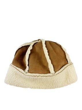 Ben Berger Shearling Trim Brown Suede Bucket Hat